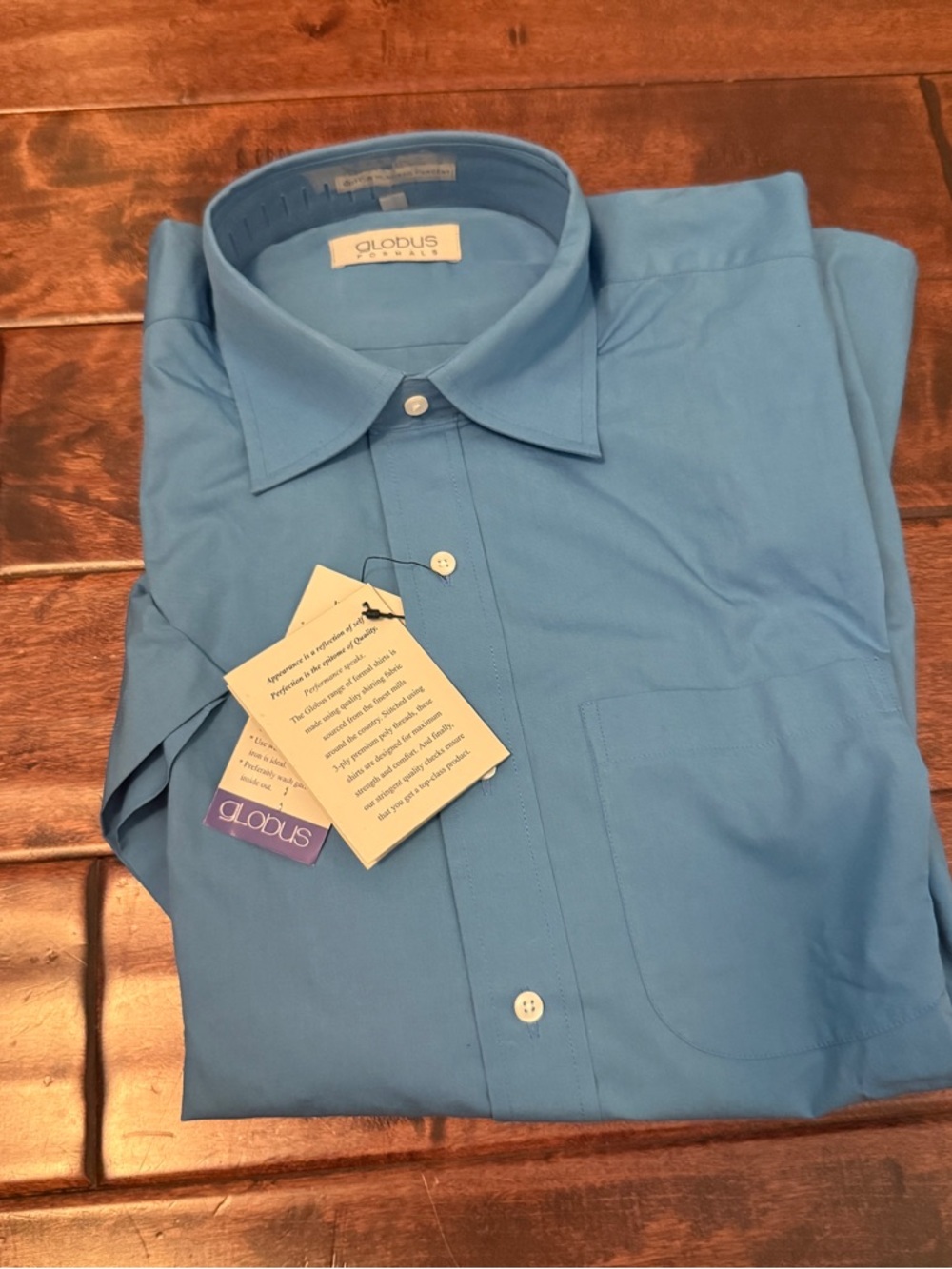 Globus formals Men Blue Dress Shirt 42 blue Classic Button-Down new nwt A17